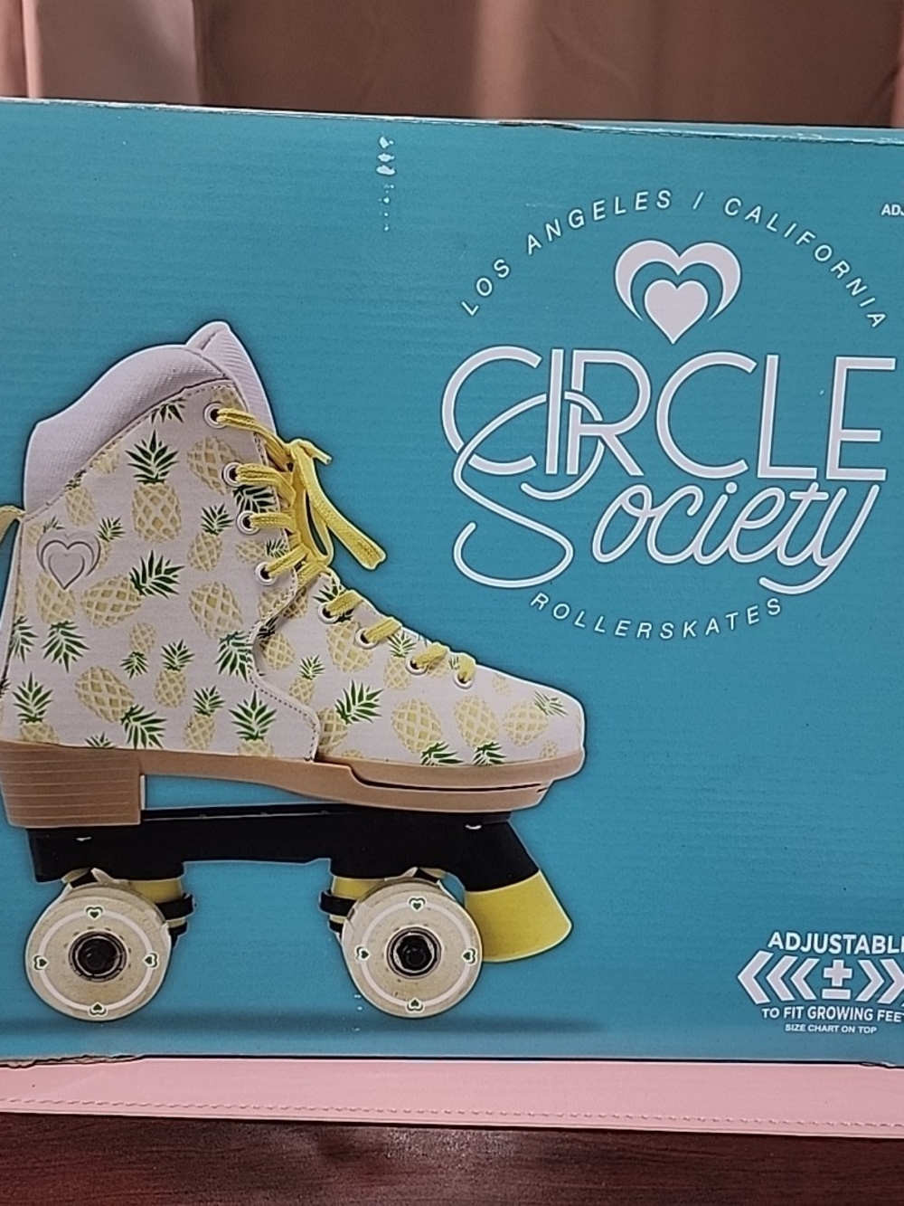 Circle Society Pineapple Print Kids Adjustable Roller Skate - Mint & Yellow 3-7 - Picture 5 of 7